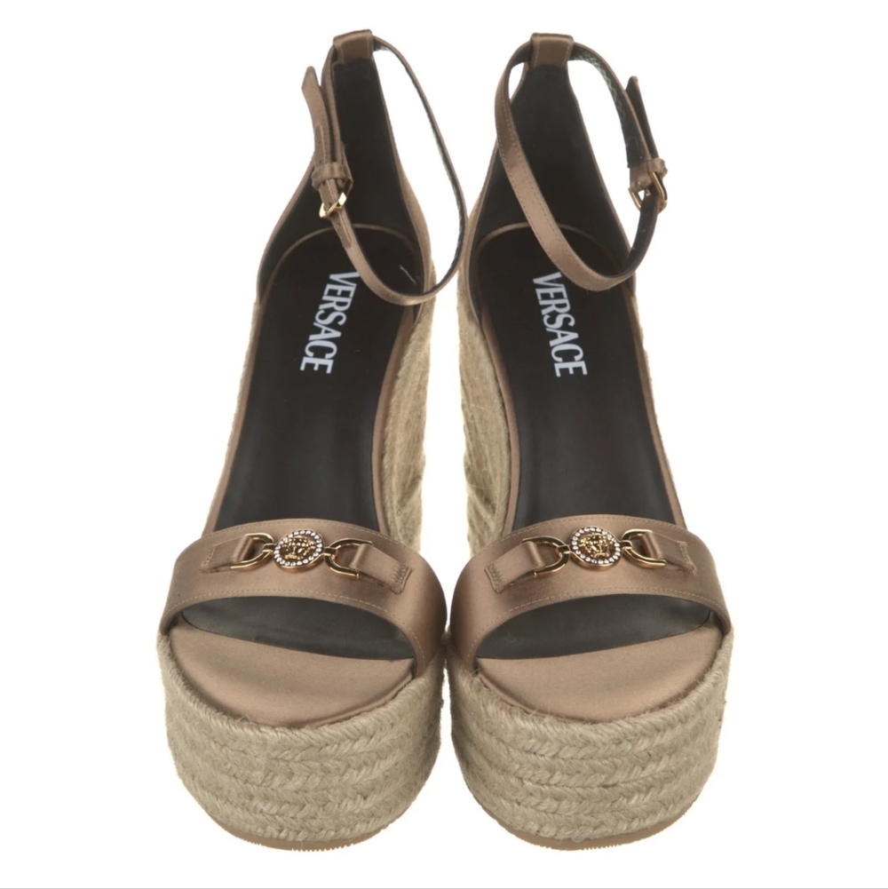 Versace Women's Satin Printed Espadrilles-NEW